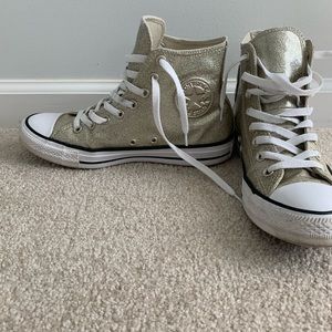 Gold glitter high top Converse shoes